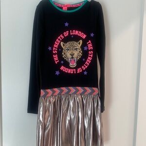 Black and Pink Casual Dress with Graphic Design